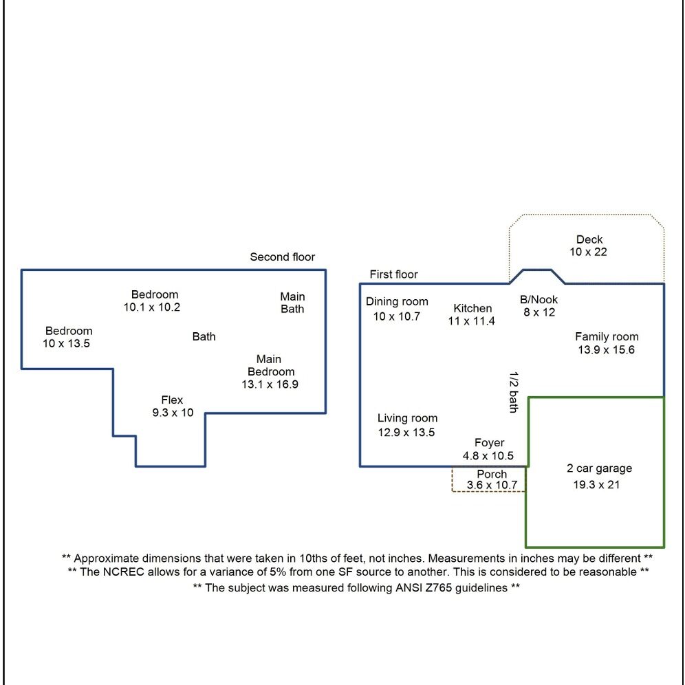Residential floorplan 4 measured by Zemi Designs, compliant with ANSI Z765 in Charlotte NC