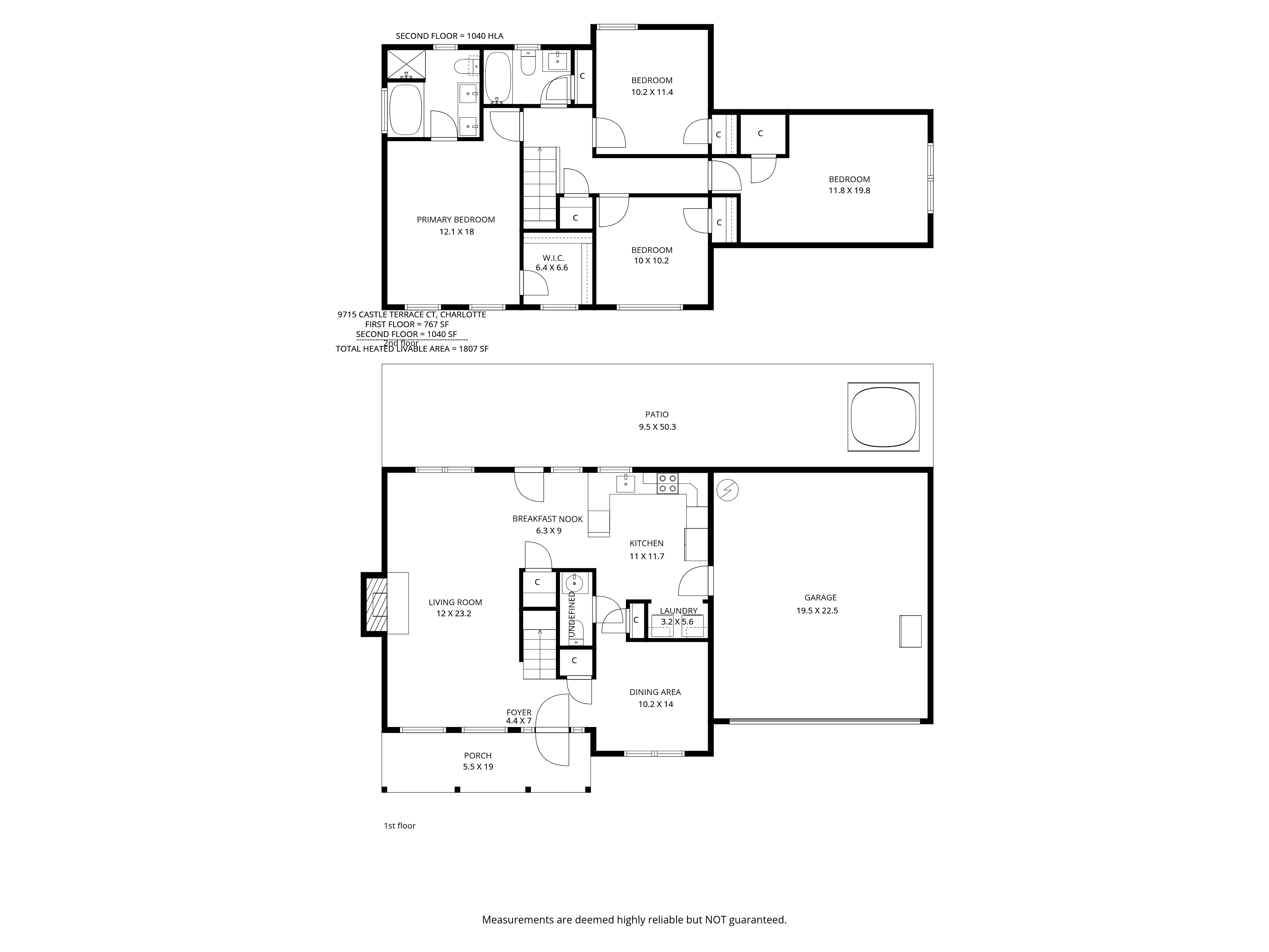 Castle Terrace Court multi-floor plan, Charlotte NC