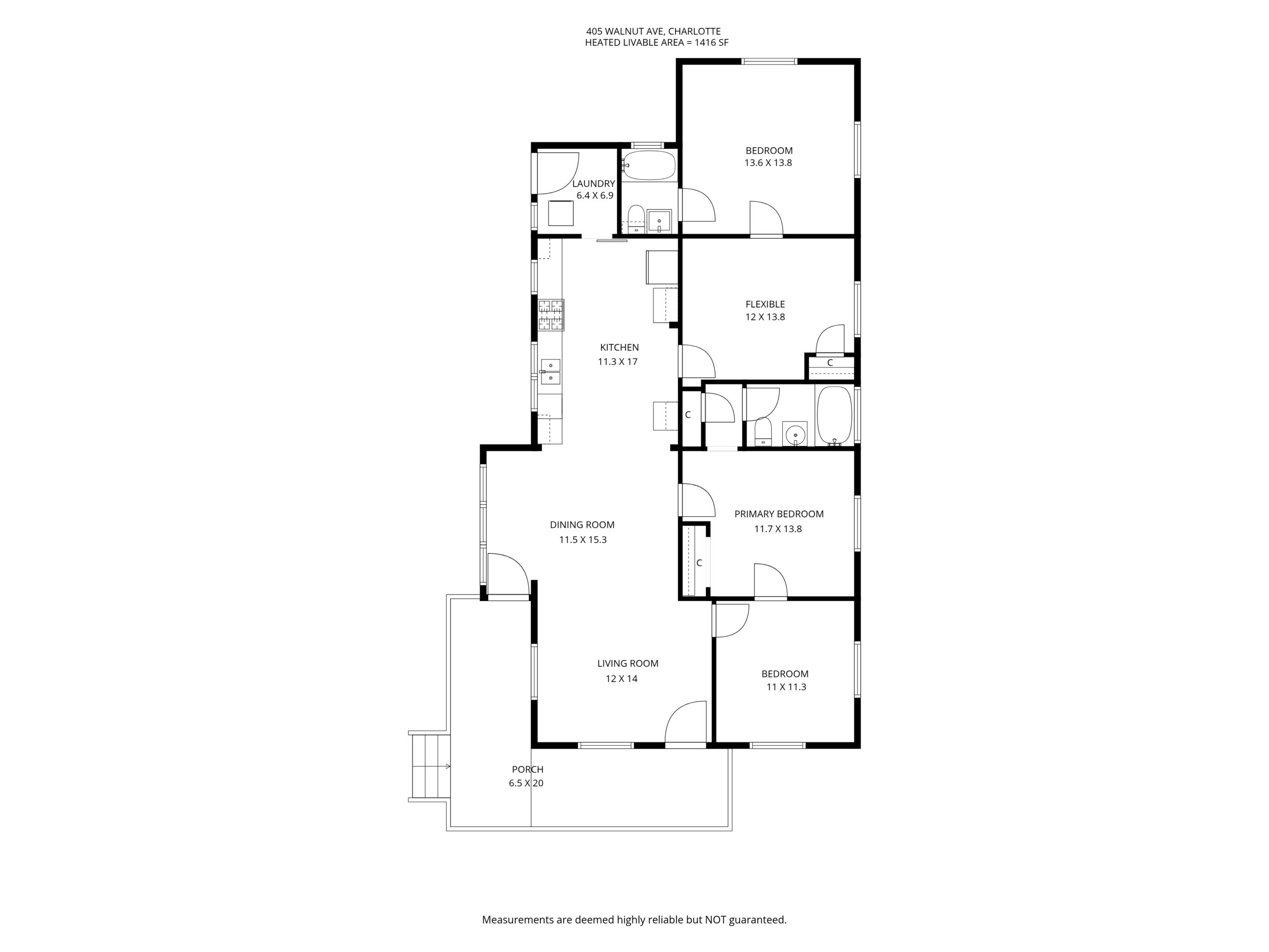 Floor plan for 405 Walnut Ave, Charlotte NC 28208
